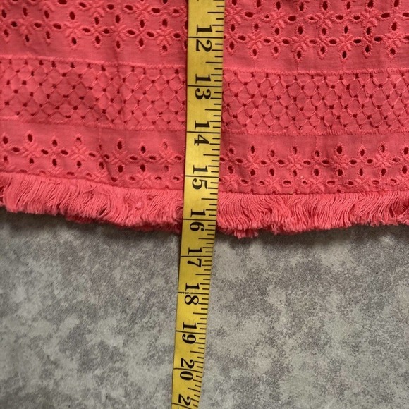 lulus Julia Coral Pink Eyelet Lace Short Sleeve Top Women’s Size‎ Medium - Picture 5 of 10